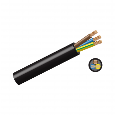 0.5mm x 4core Cabtyre Cable Black 100M Roll