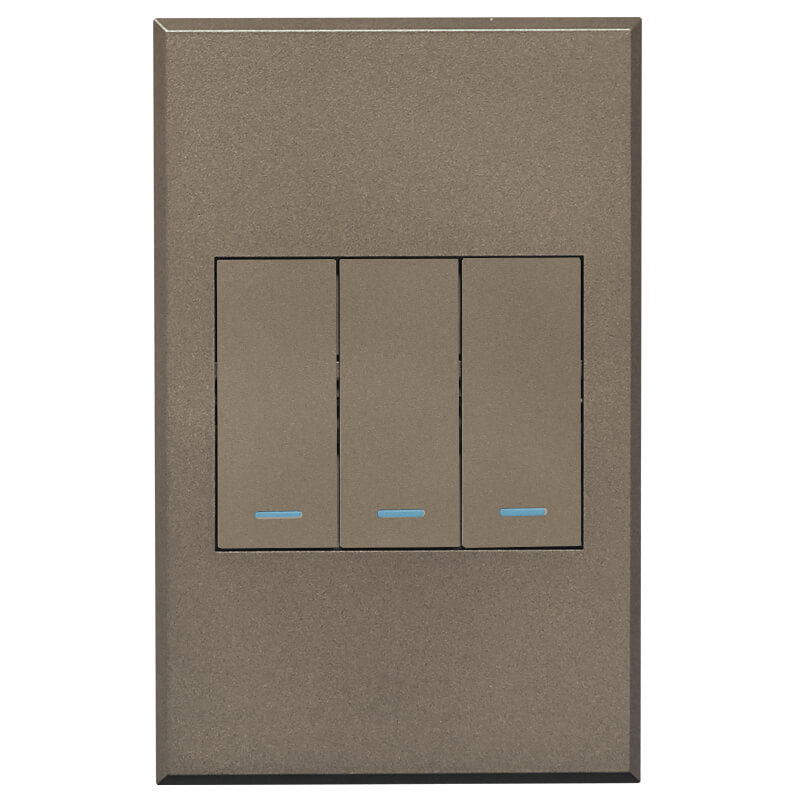 3V1002 3Lever 1x 2way 2xBell Press Switch 100x50mm Veti3  - Colour Options