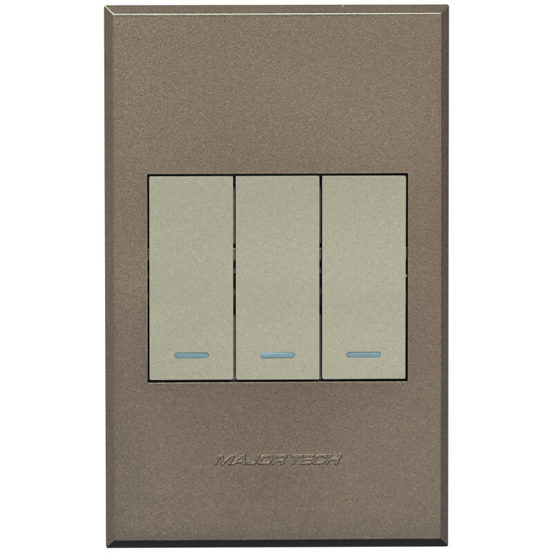 3V1002 3Lever 1x 2way 2xBell Press Switch 100x50mm Veti3  - Colour Options