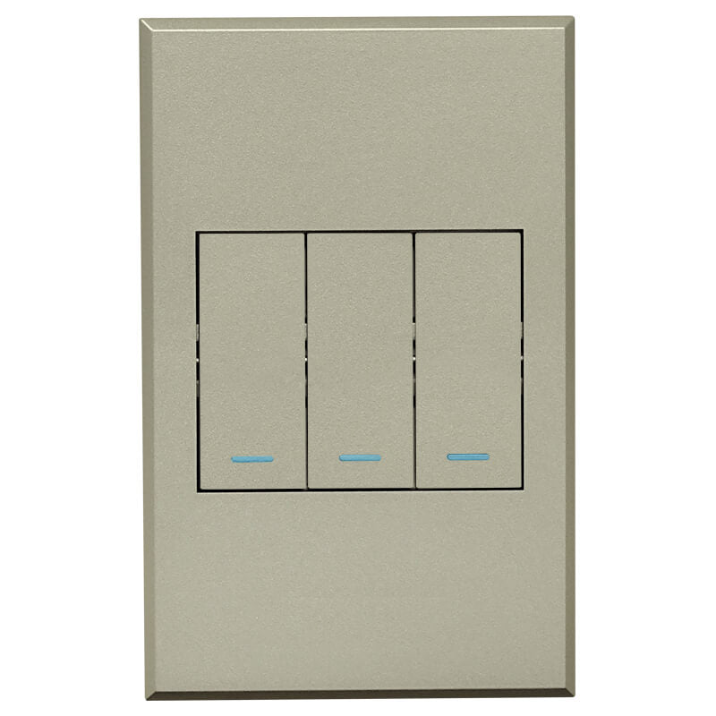 3V1002 3Lever 1x 2way 2xBell Press Switch 100x50mm Veti3  - Colour Options