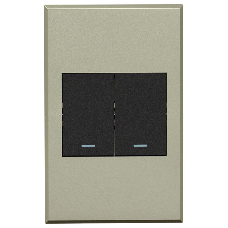 3V102 2Lever 1x 2way + 1xBell Press Switch 100x50mm Veti3 - Colour Options