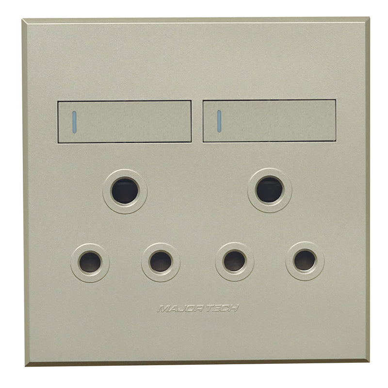 2x16A Double Socket Outlet 100x100mm White Veti3 - Colour Options