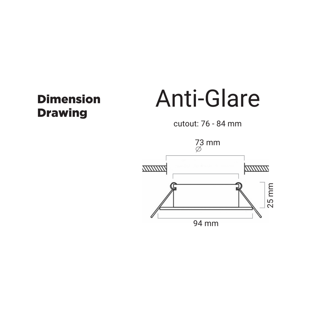 Downlighter R215 White Anti Glare 80MM