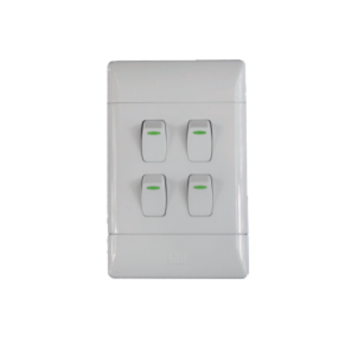 4Lever 1Way 16A Light Switches White CBI Range L125-P 4L1W 2X4