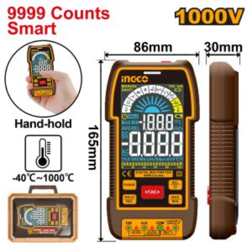 INGCO DM110004 Auto Ranging Digital Multimeter TRMS 9999 Counts