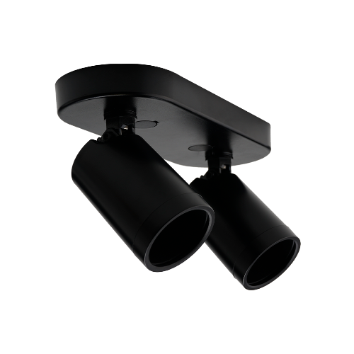 R343 Coastline 2Light Black GU10 Surface Mount Spotlight
