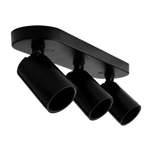 R345 Coastline 3Light Black GU10 Surface Mount Spotlight