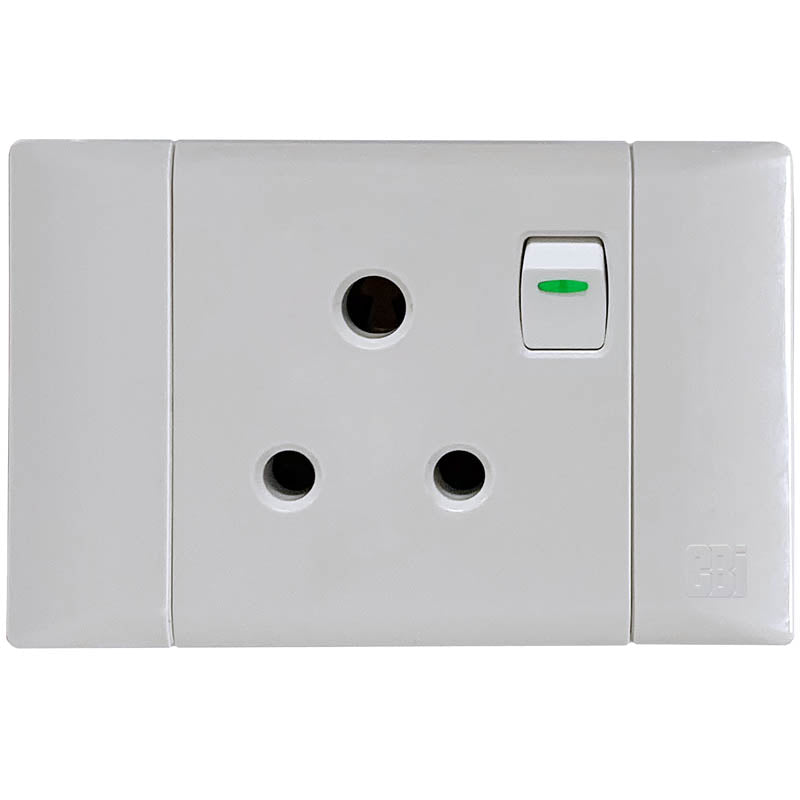 SUP673 16A 2x4 Single Switched Socket Outlet Standard Horizontal