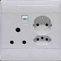 SUP693 4x4 SA + Euro + Schuko Combination Switched Socket Outlet