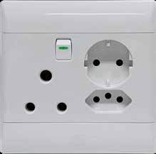 SUP693 4x4 SA + Euro + Schuko Combination Switched Socket Outlet