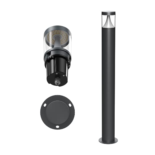 LED Bollard 12W 4CCT IP65 Round Black FB001