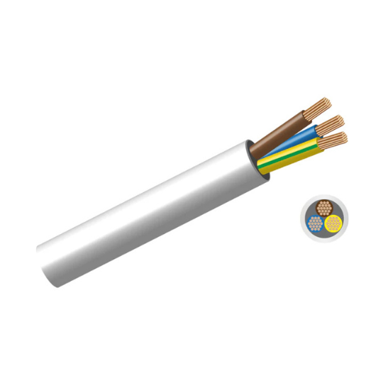 1.5mm x 3core Cabtyre Cable White Per Metre